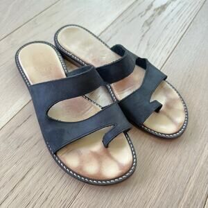 Coach Black Leather Sandal Flat Size 8